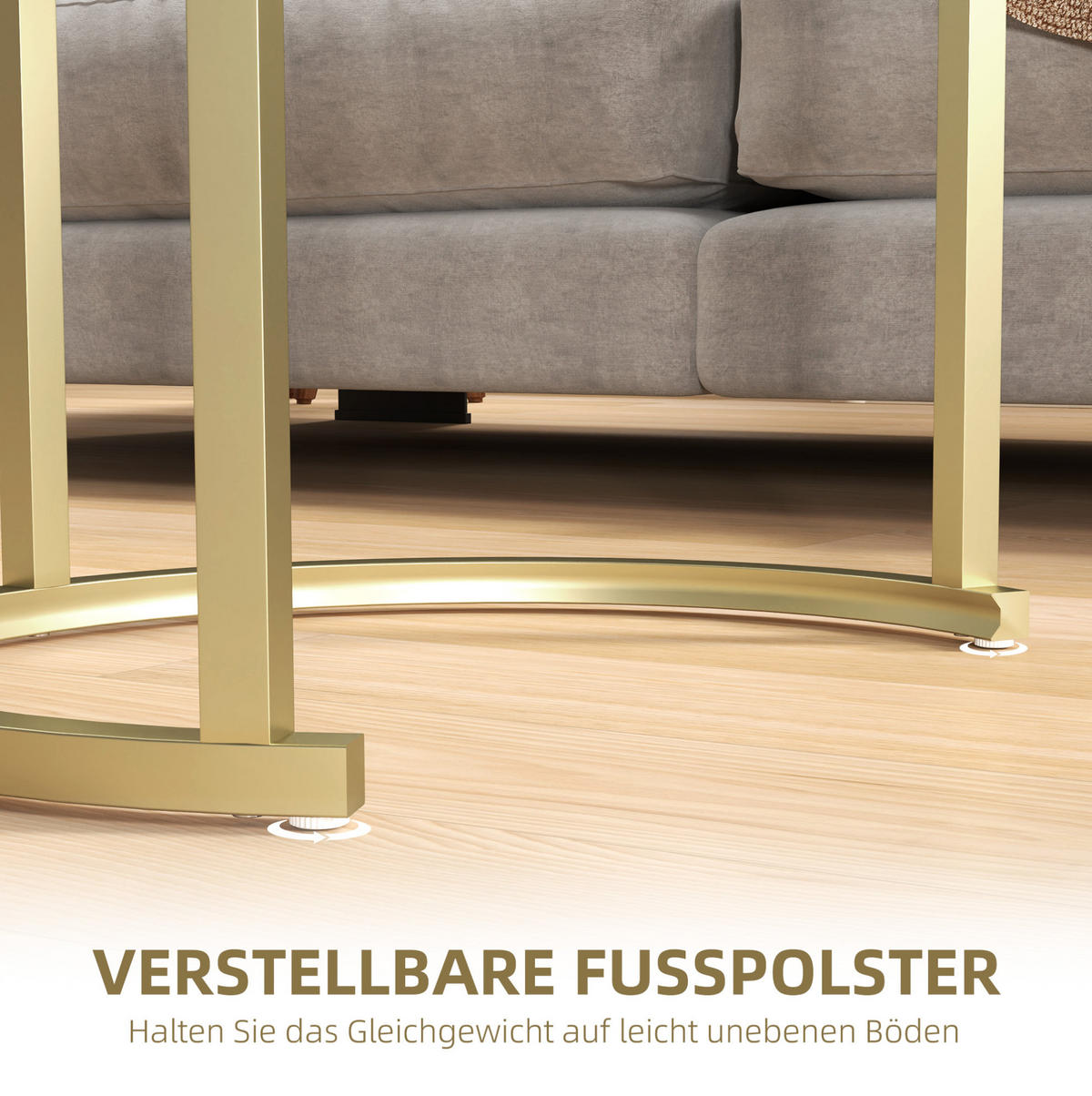 COUCHTISCH-SET aus MDF 50x50,5 cm und 60x36x43,5 cm Weiß stapelbar mit Stahlrahmen und verstellbaren Füßen - Weiß, Holzwerkstoff (50/50/50.5cm) - Modfu