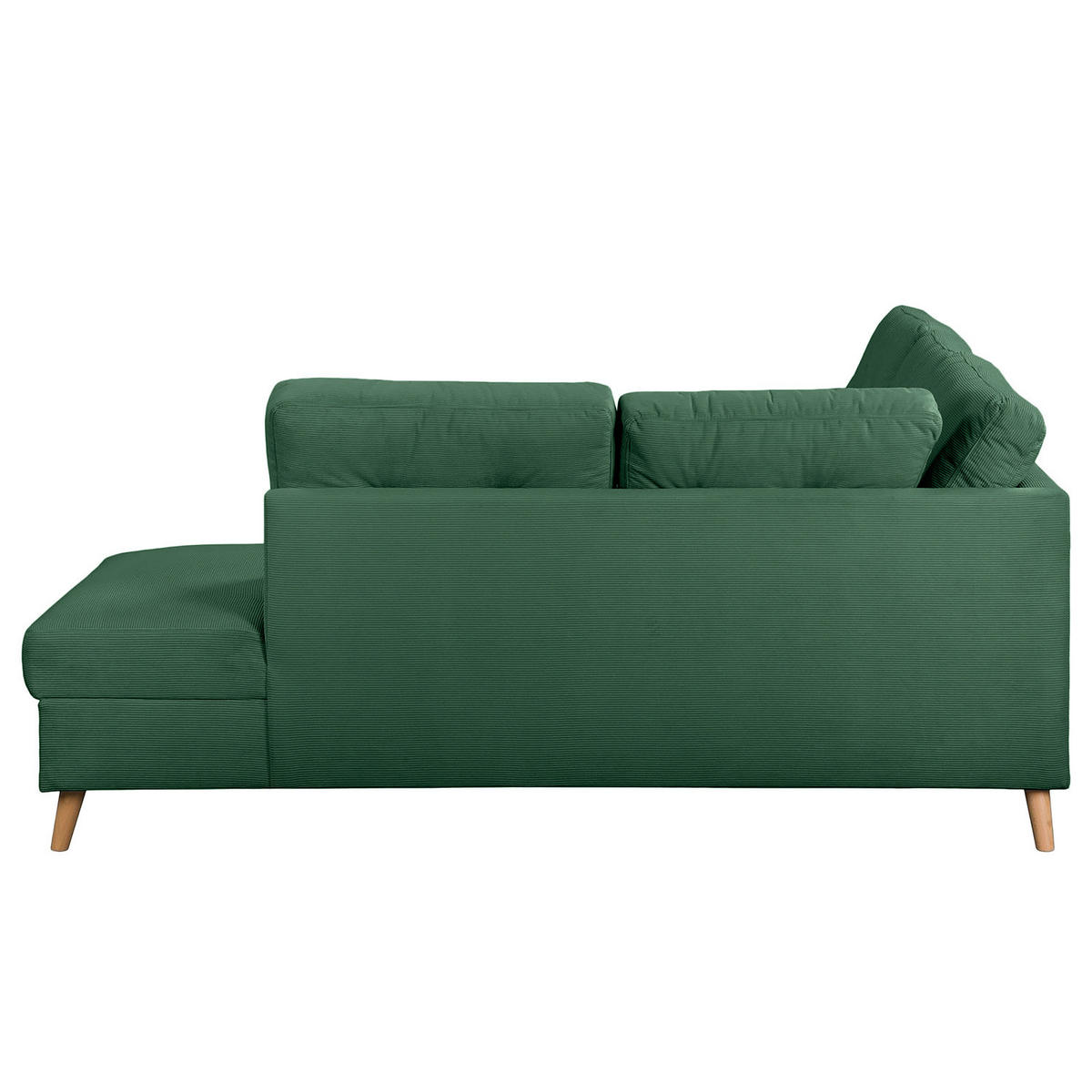 ECKSOFA mit Ottomane - Waldgrün/Braun, Holz/Textil (230/200cm) - home24