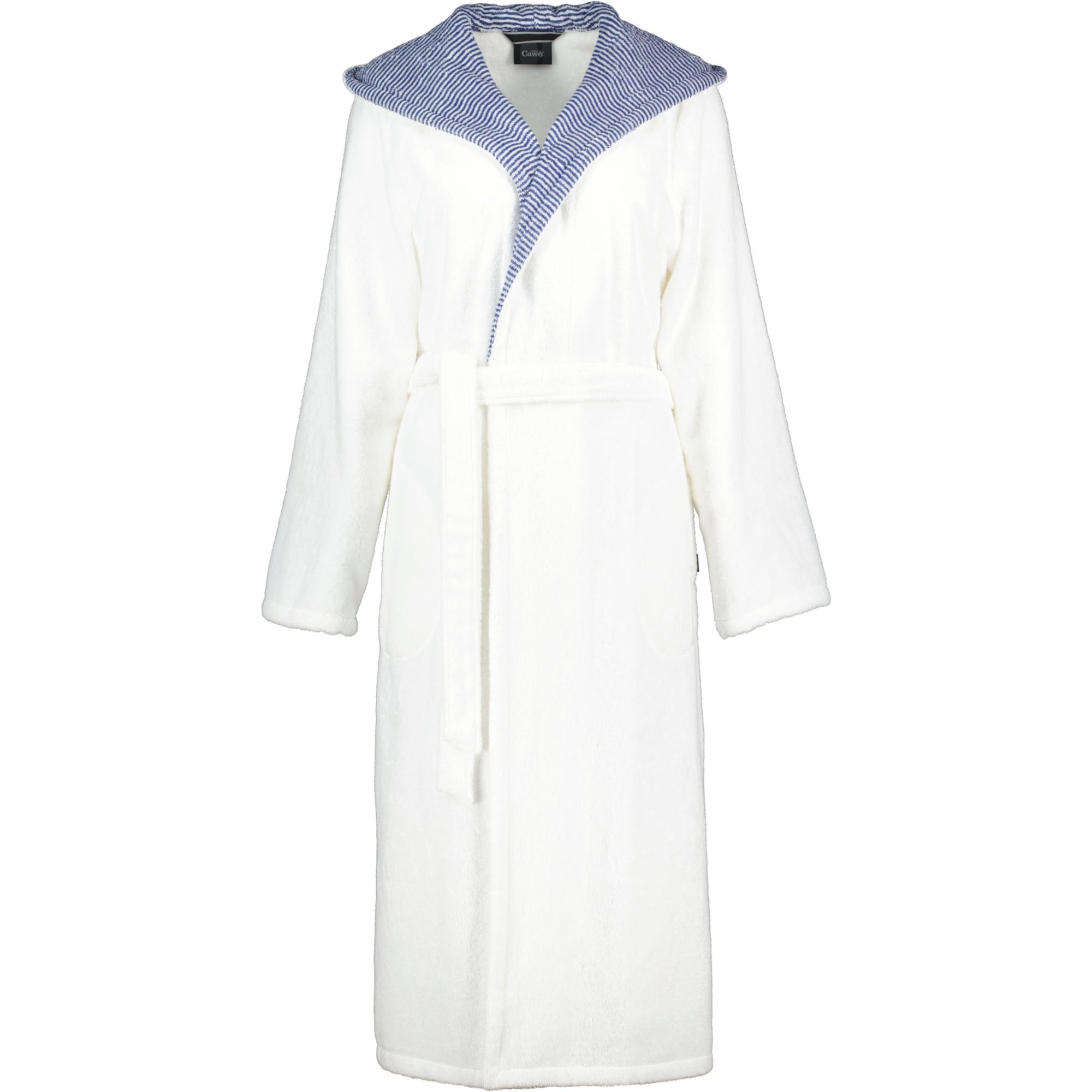 BADEMANTEL DAMEN KAPUZE CLASSIC 4345 WEISS-BLAU - 601 - Weiß, Textil (Lnull) - Cawoe