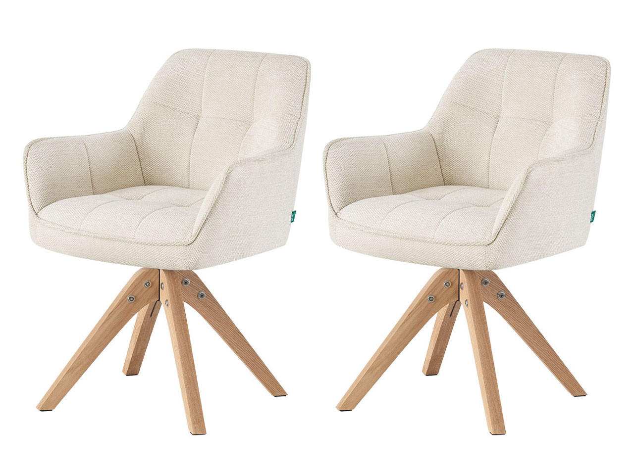 ESSZIMMERSTUHL THOMAS-LINA 2er-Set 360°drehbar - Creme, Holz/Textil (61/82/62cm) - DUBI Möbel