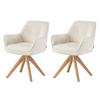 ESSZIMMERSTUHL THOMAS-LINA 2er-Set 360°drehbar - Creme, Holz/Textil (61/82/62cm) - DUBI Möbel