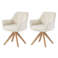 ESSZIMMERSTUHL THOMAS-LINA 2er-Set 360°drehbar - Creme, Holz/Textil (61/82/62cm) - DUBI Möbel