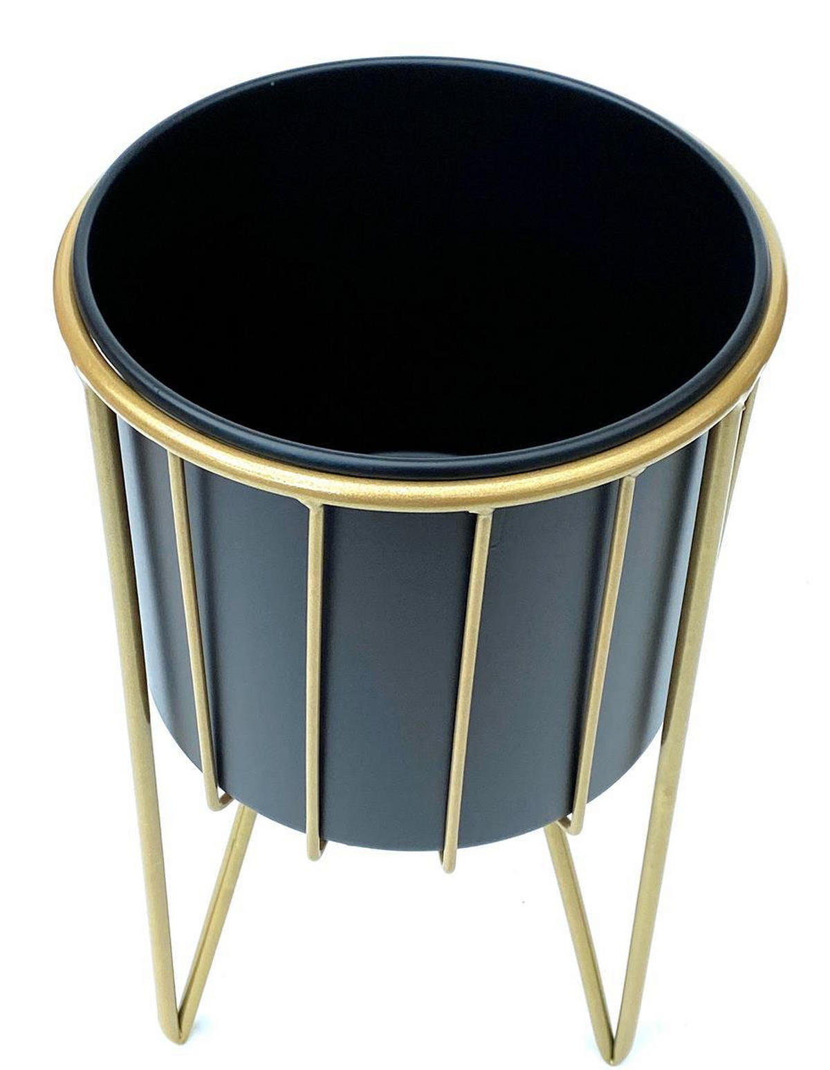 BLUMENHOCKER rund Metall Gold/Schwarz 22/22/40 cm - Gelb, Metall (22/22/40cm) - DanDiBo