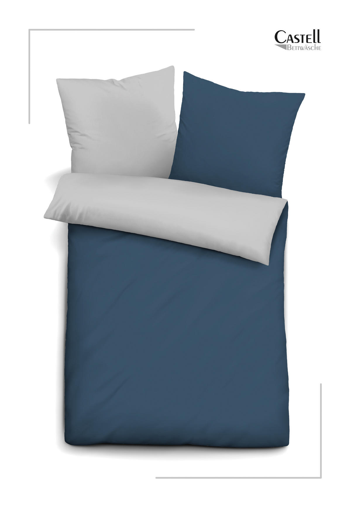 BETTWÄSCHE-GARNITUR Mikrofaser UNI marine, 200x200 cm + 80x80 cm - Dunkelblau, Textil (200/200cm) - Castell
