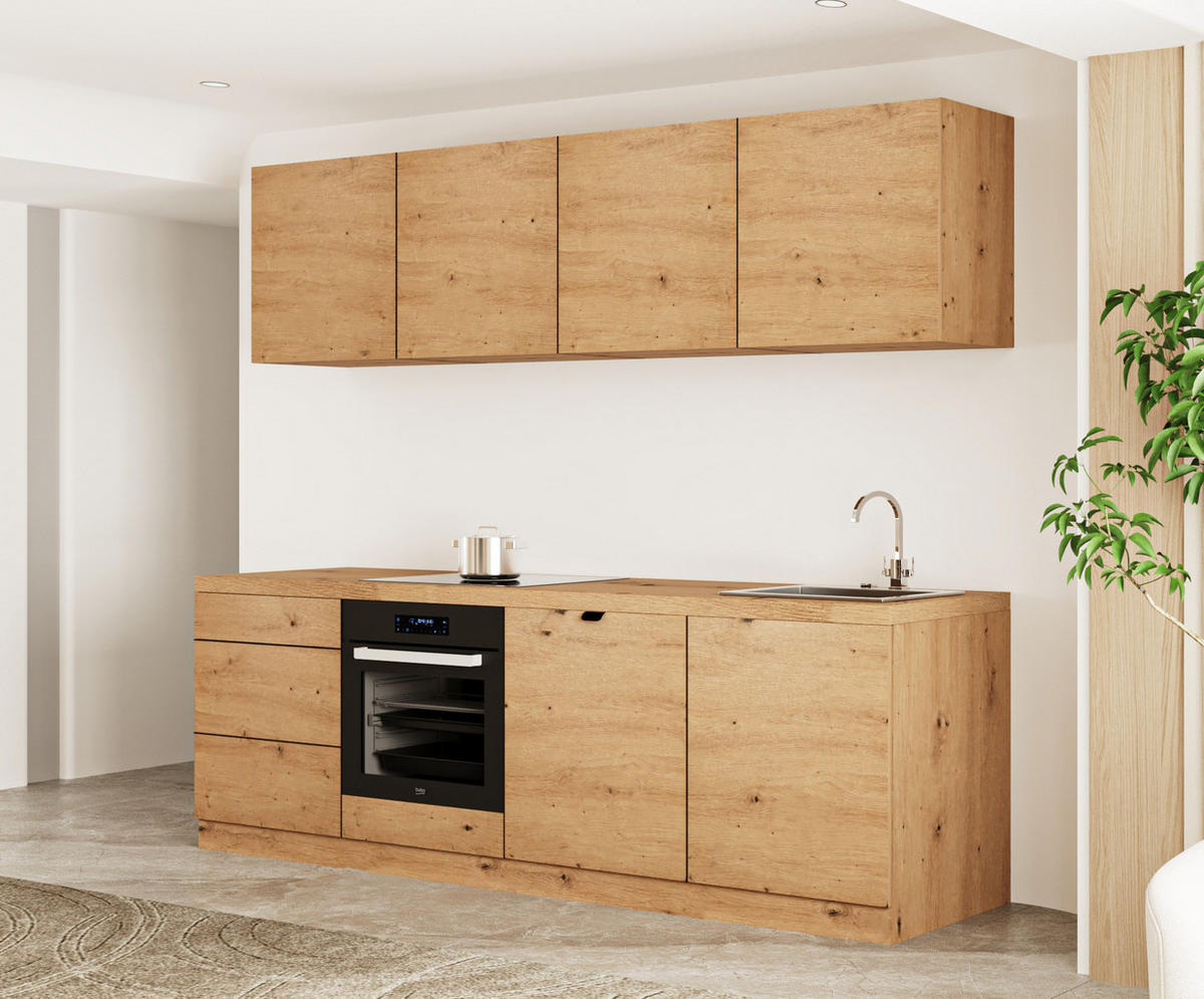 KÜCHENZEILE 240 cm - Langen KL28-M240 - in Artisan Eiche - Eiche Artisan, Holz (240/212/52cm)