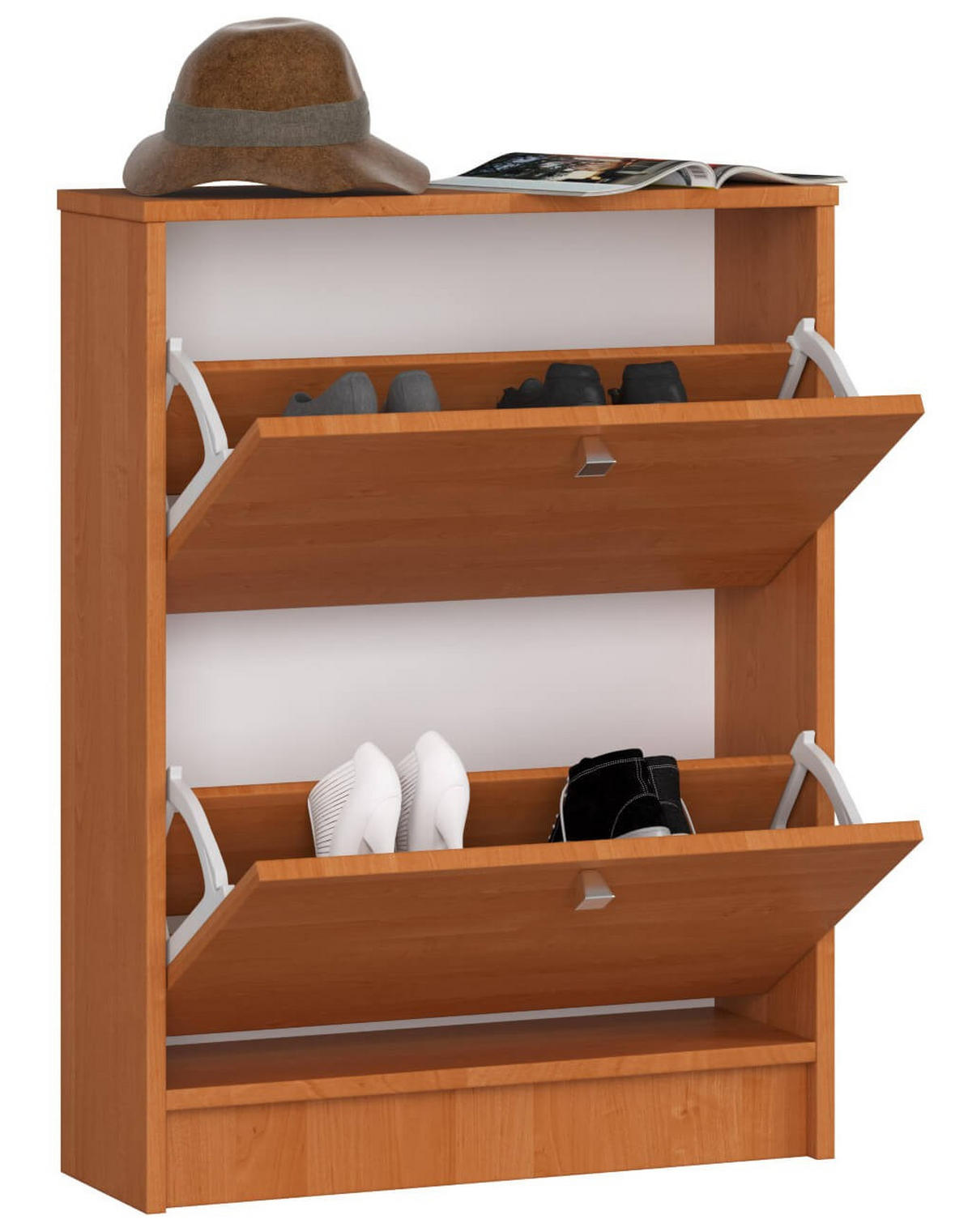 SCHUHSCHRANK Erlefarben 60x20x80 cm - Silberfarben/Erlefarben, Holzwerkstoff/Metall (60/80/20cm) - Akord