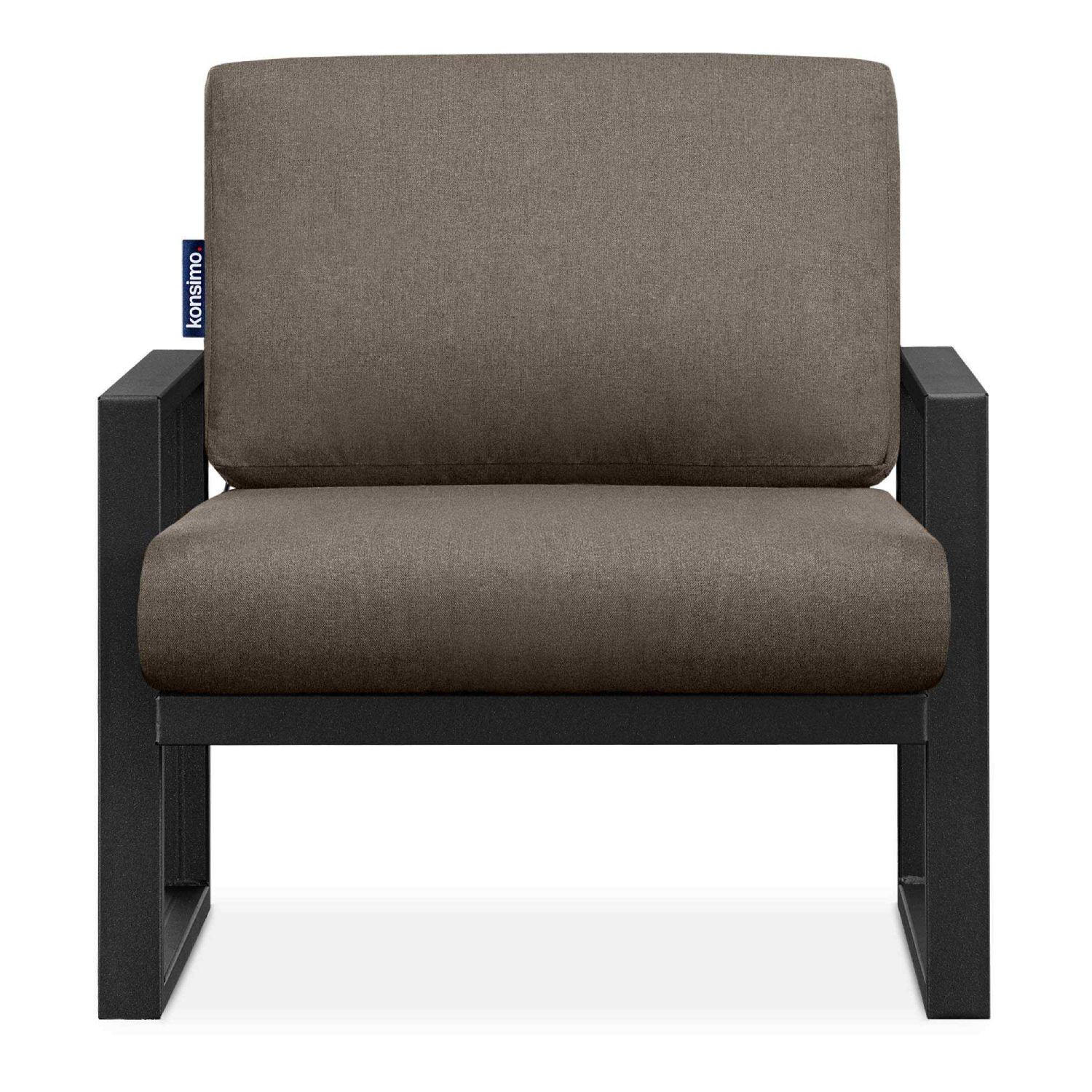 GARTENSESSEL FRENA ,Schwarz/Beige - Beige/Schwarz, Textil/Metall (70/65/60cm) - KONSIMO®