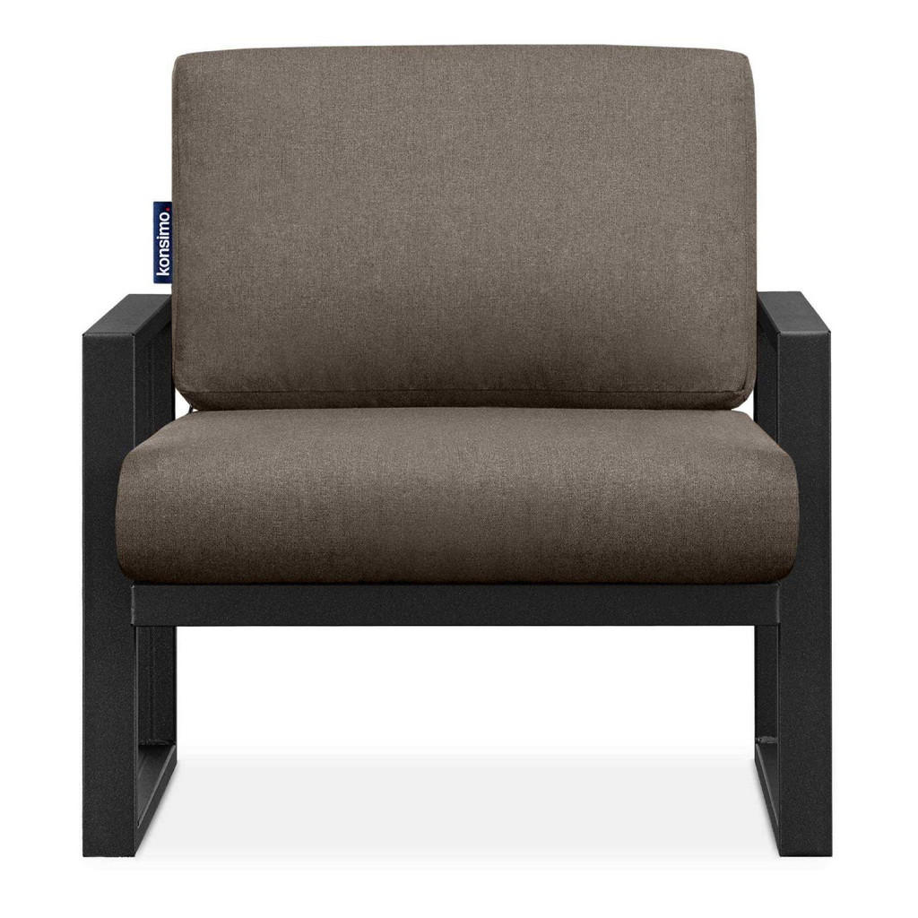 Thumbnail - Konsimo® Gartensessel, Schwarz, Beige, Metall, Textil, 70x65x60 cm, Hergestellt in Europa, Loungemöbel, Lounge-Sessel