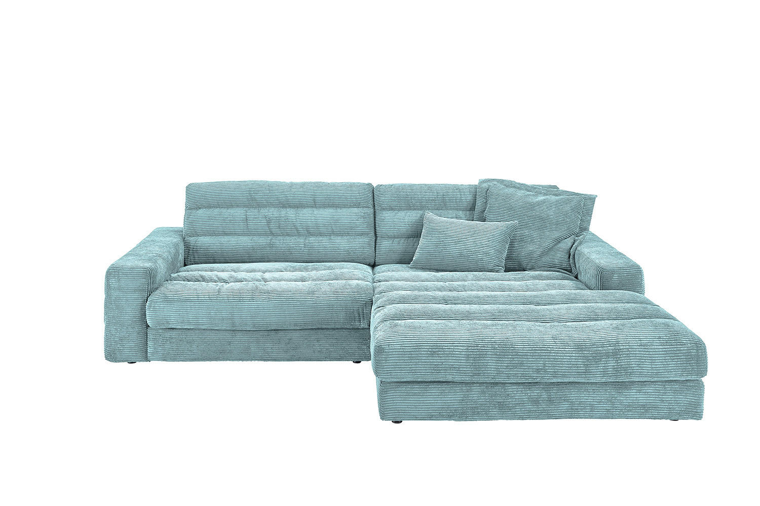 ECKSOFA LANA SOFA Hellblau Cord - Schwarz/Hellblau, Textil (296/205cm) - KAWOLA