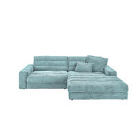 ECKSOFA LANA SOFA Hellblau Cord - Schwarz/Hellblau, Textil (296/205cm) - KAWOLA