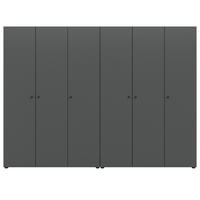 KLEIDERSCHRANK grau 6-türig 240 cm, Drehtürenschrank mit zusätzlichen Einlegeböden - Schwarz/Grau, Holzwerkstoff/Kunststoff (240/176/51cm) - Inn.Furn