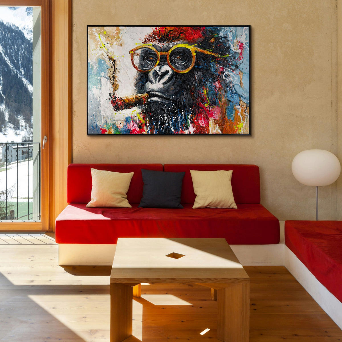 GEMÄLDE Gangster Schattenfugenrahmen Schwarz 140x100 cm - Schwarz, Holz (140/100cm) - YS-art gallery