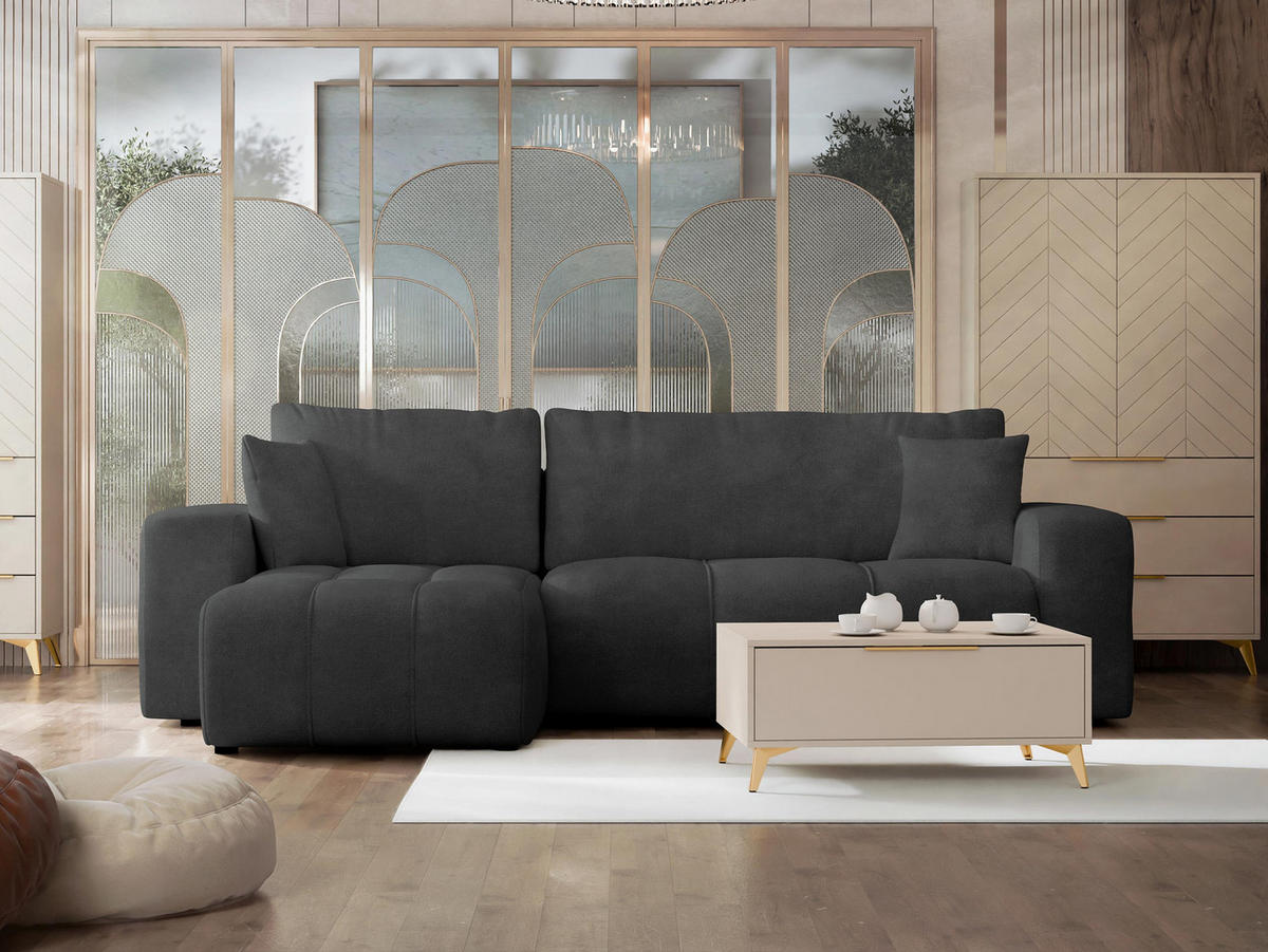 ECKSOFA Furyn - Anthrazit/Schwarz, Holz/Kunststoff (244/145cm) - MIRJAN24