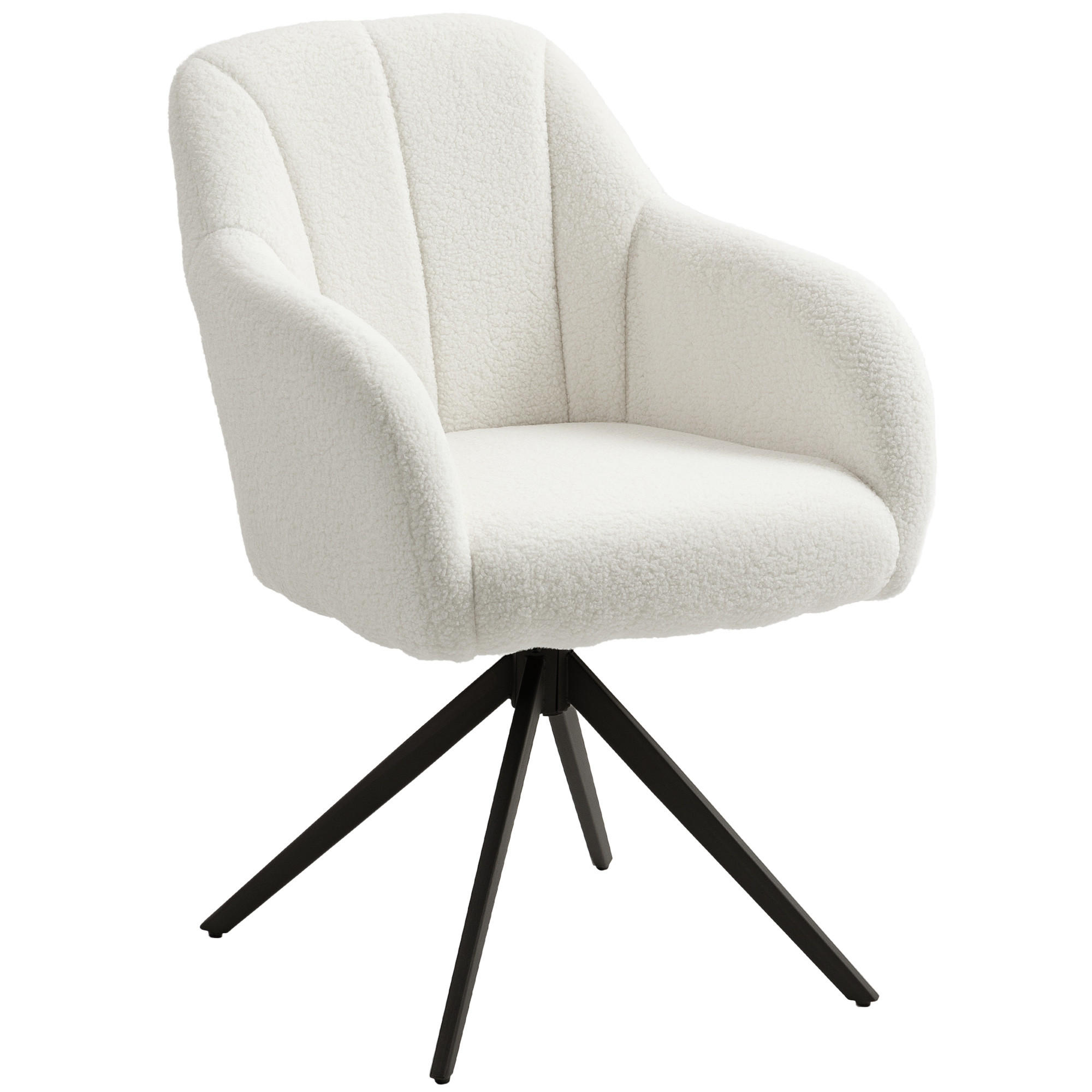 DREHSESSEL DE-13312 gepolstert & Teddy-Stoff Weiß - Weiß, Metall (63/86/56cm) - ComfortXL
