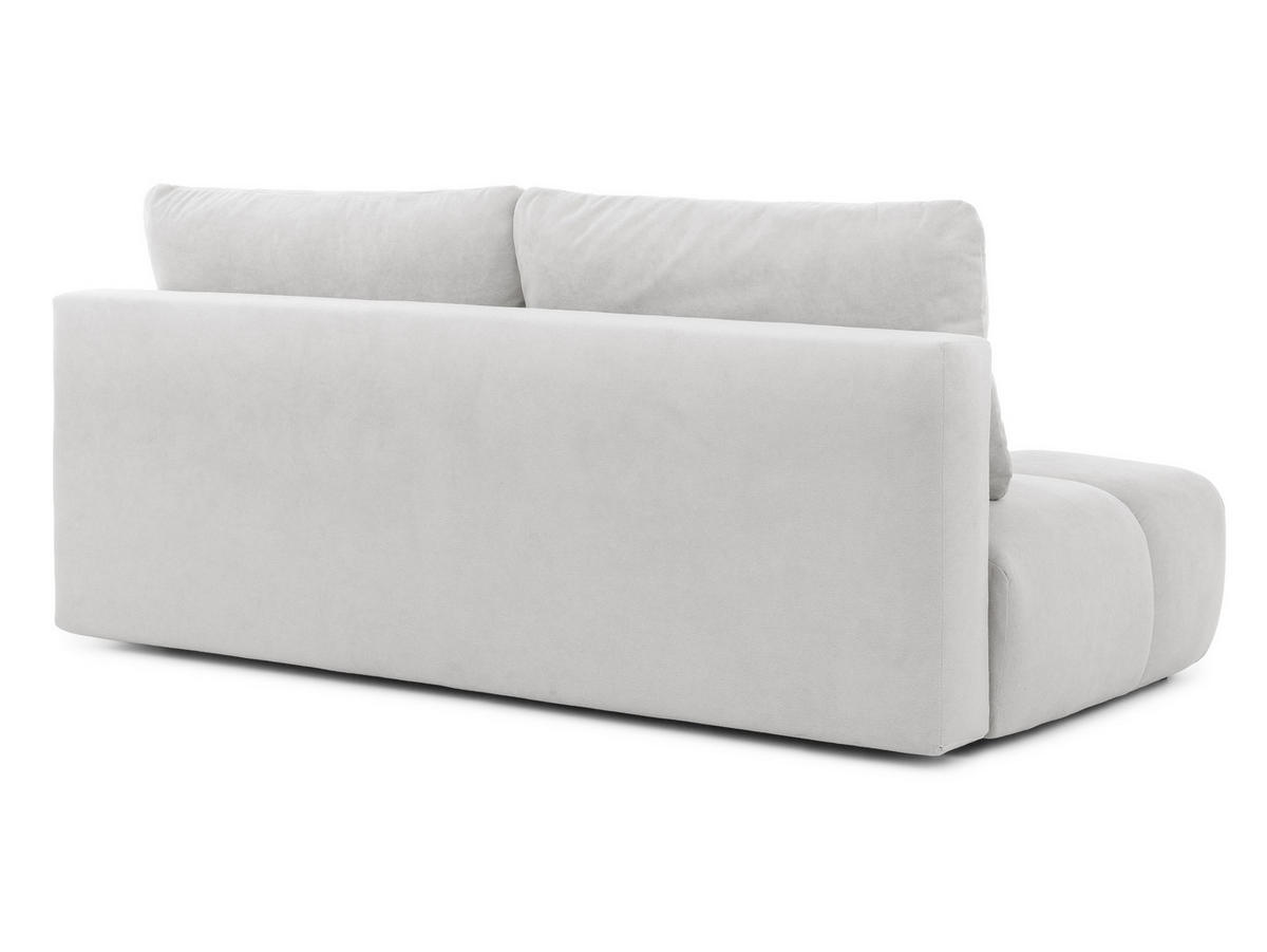 ROZKLÁDACÍ POHOVKA Belluno z kvalitní světle šedé plyšové potahové látky s úložným prostorem a hlubokým prošíváním v designu Bubble. - černá/světle šedá, dřevo/textil (205/87/105cm) - S-Style