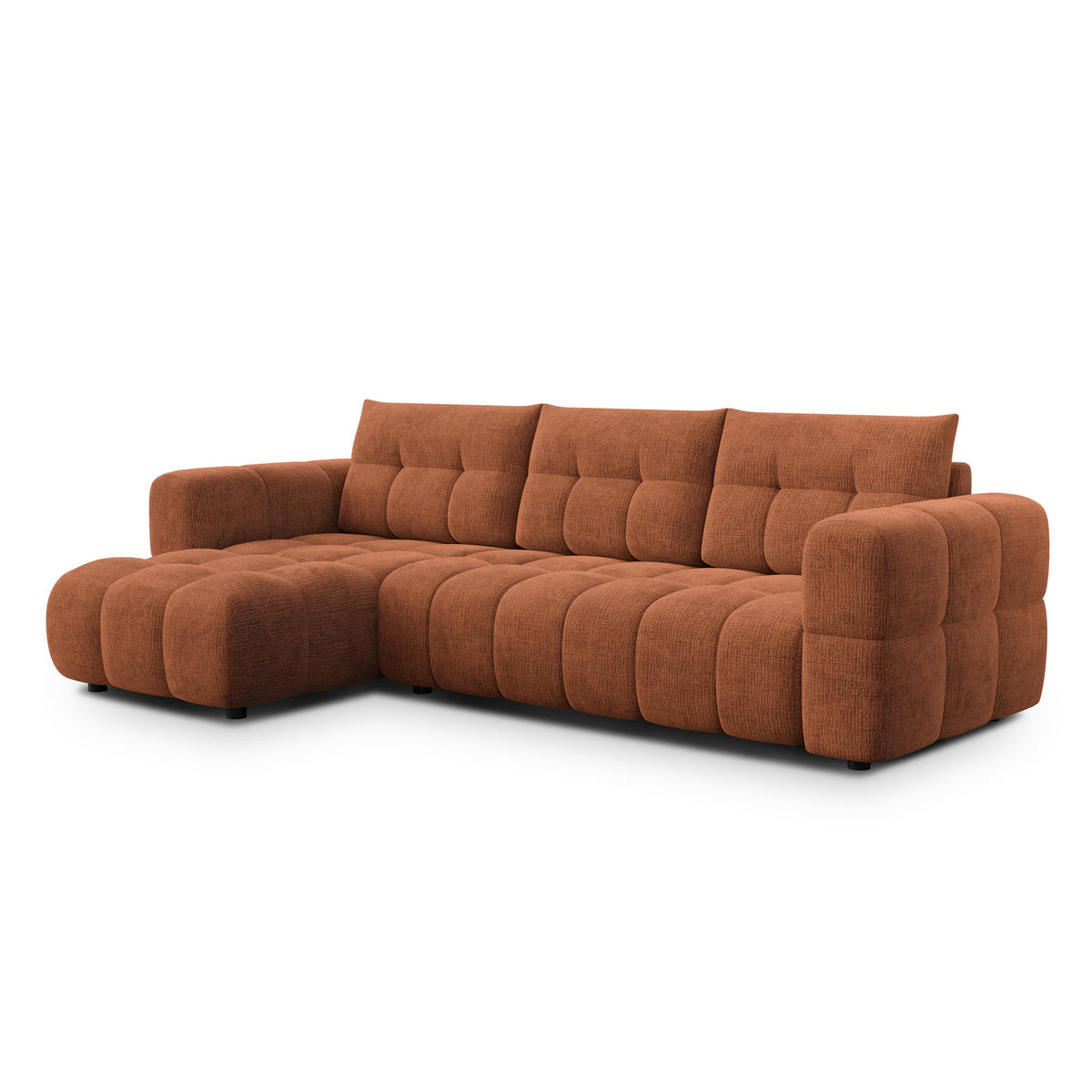 ECKSOFA CLOUDI 4-Sitzer links, rostrot - Schwarz/Orange, Holz/Textil (294/160cm) - Courtois Laville
