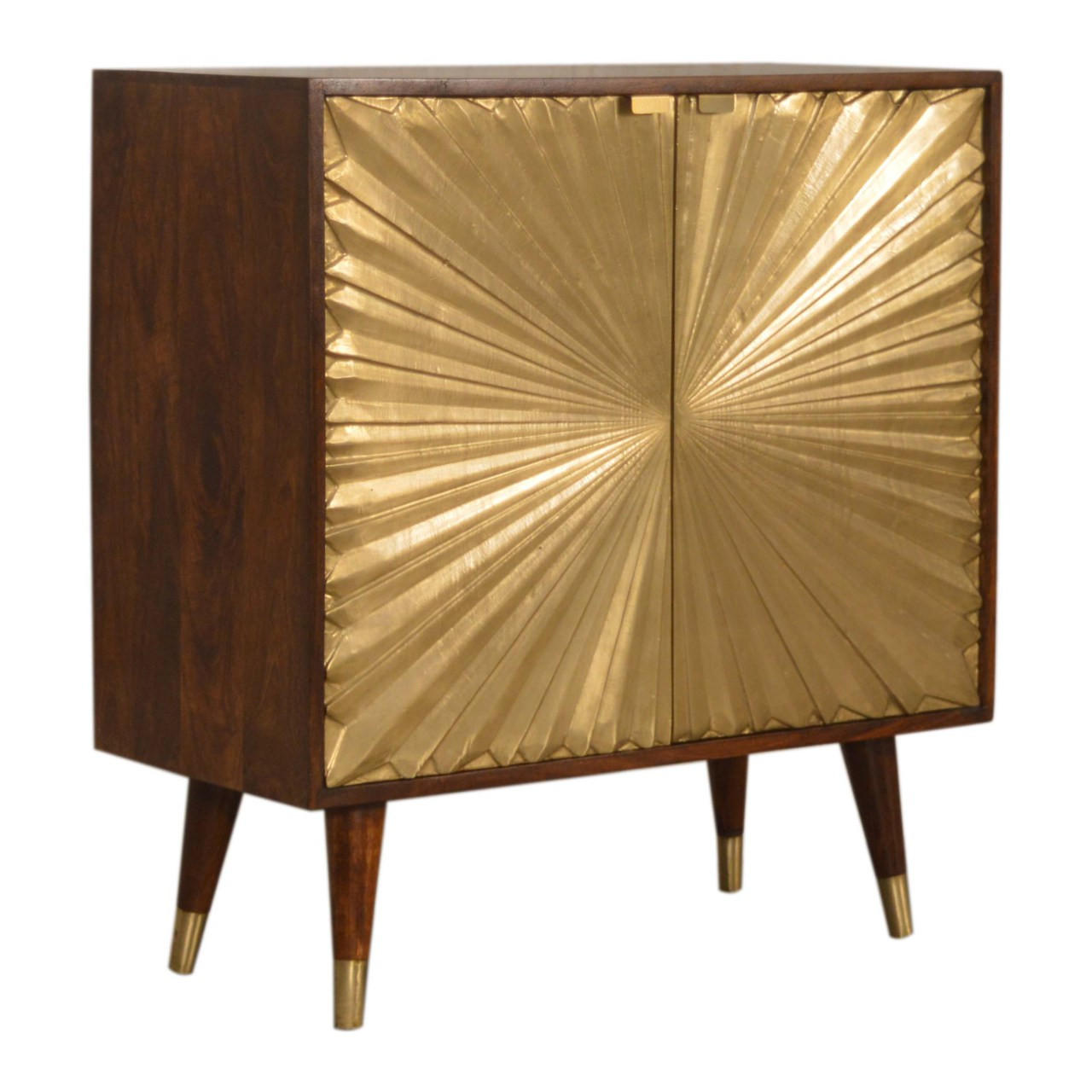 KOMMODE goldfarben, Kastanienholz-Finish - Messingfarben/Braun, Holz/Metall (75/80/35cm) - Artisan Furniture