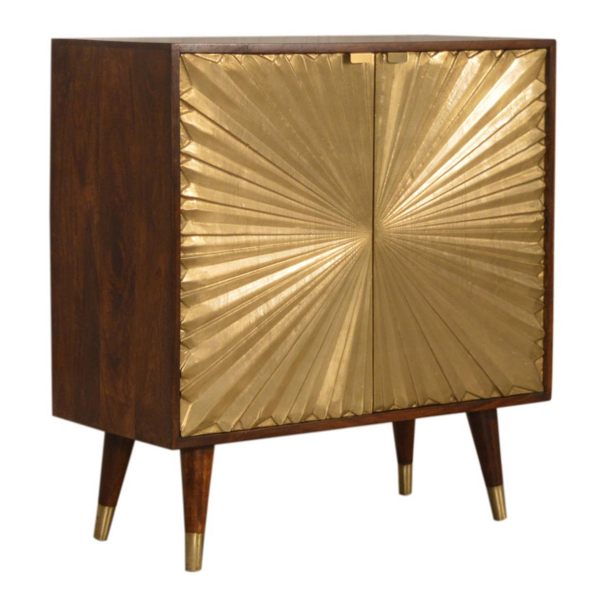 KOMMODE goldfarben, Kastanienholz-Finish - Messingfarben/Braun, Holz/Metall (75/80/35cm) - Artisan Furniture
