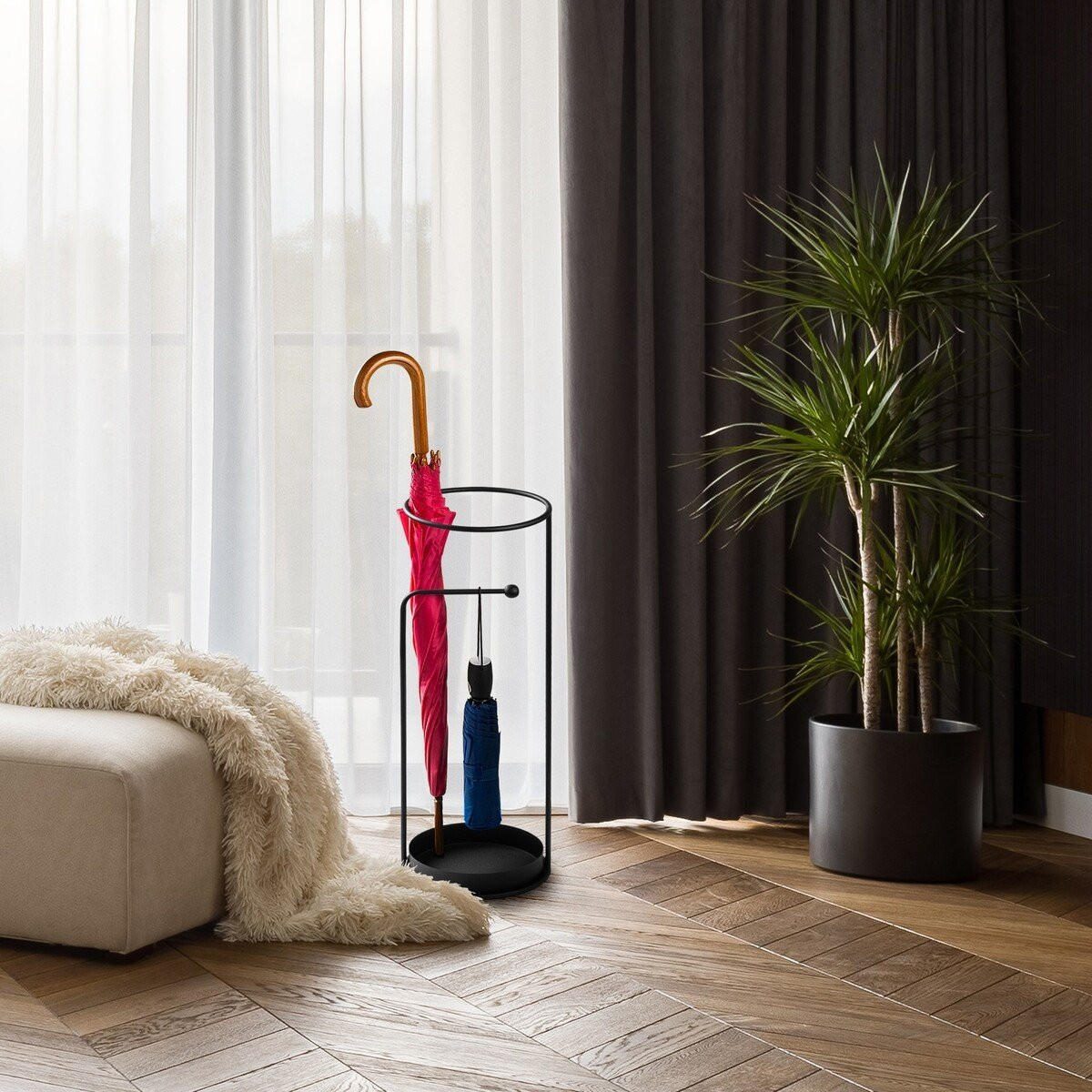 SCHIRMSTÄNDER aus schwarzem Metall 22/22/60 cm - Schwarz, Metall (22/60/22cm) - Calicosy