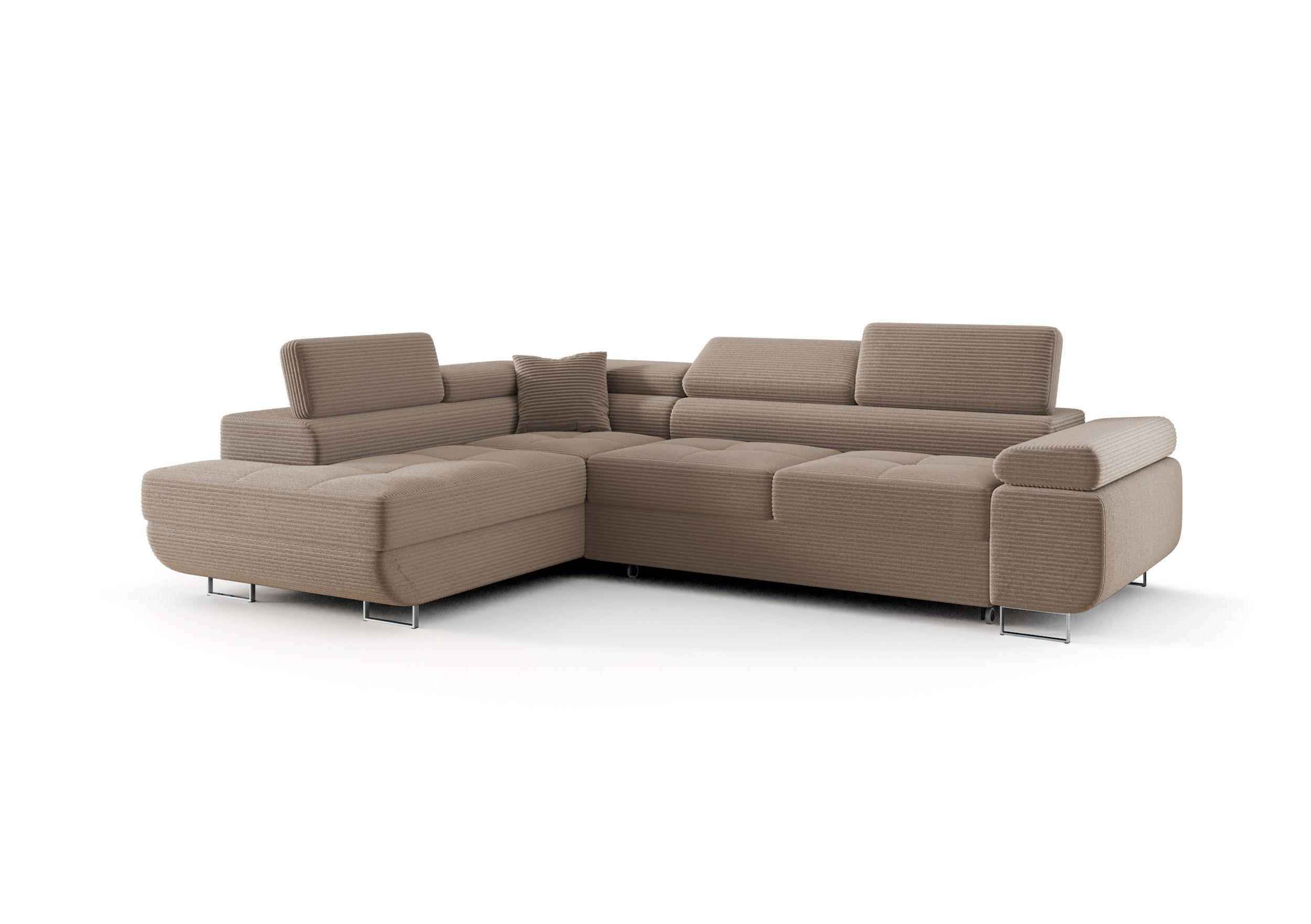 ECKSOFA EMILY mit Schlaffunktion Poso 02 Links - Cappuccino, Textil (275/200cm) - Bedante