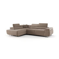 ECKSOFA EMILY mit Schlaffunktion Poso 02 Links - Cappuccino, Textil (275/200cm) - Bedante