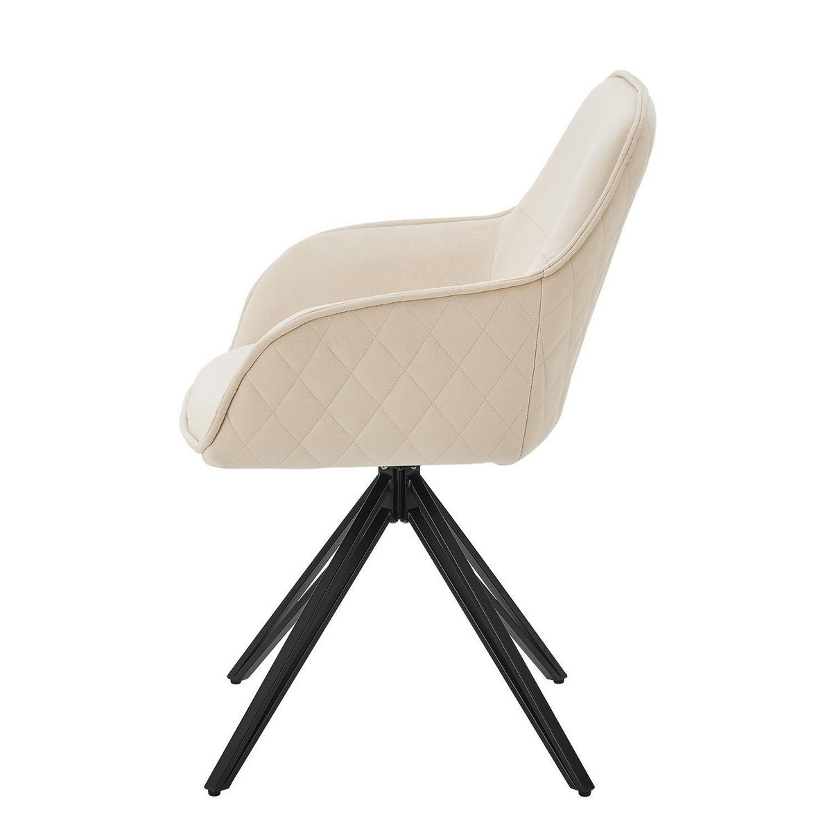 DREHSTUHL Clyde mit Armlehne samt beige (2er-Set) - Beige, Textil (57/85/61cm) - Juskys