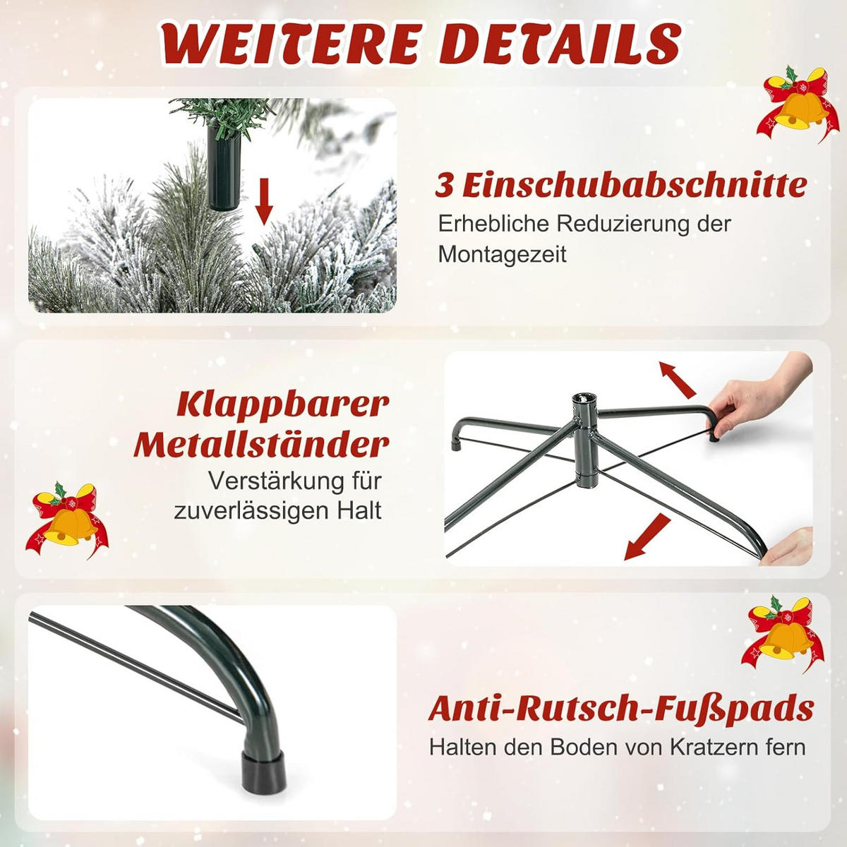 WEIHNACHTSBAUM Weiß - Weiß, Kunststoff (180cm) - COSTWAY