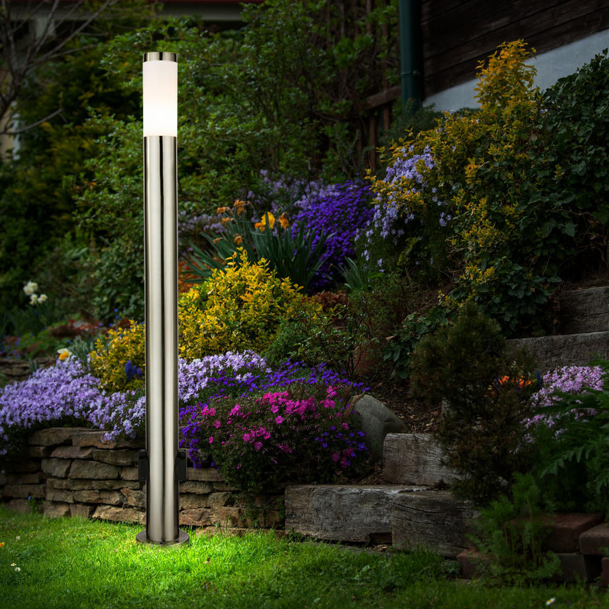LED STEHLEUCHTE Edelstahl Silber 2er Set - Silberfarben, Metall (12.7/12.7/110cm) - Globo Lighting