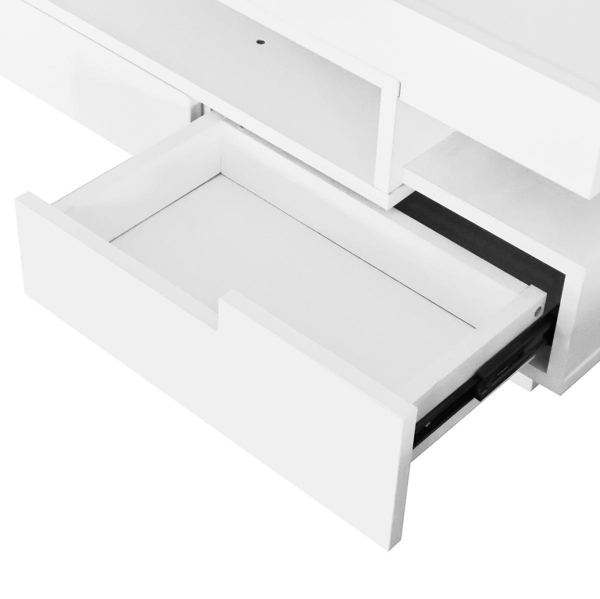 KONFERENČNÍ stolek 80/50/36 cm bílý z dřevotřísky s LED osvětlením a zásuvkami - bílá, kompozitní dřevo (80/50/36cm) - OKWISH