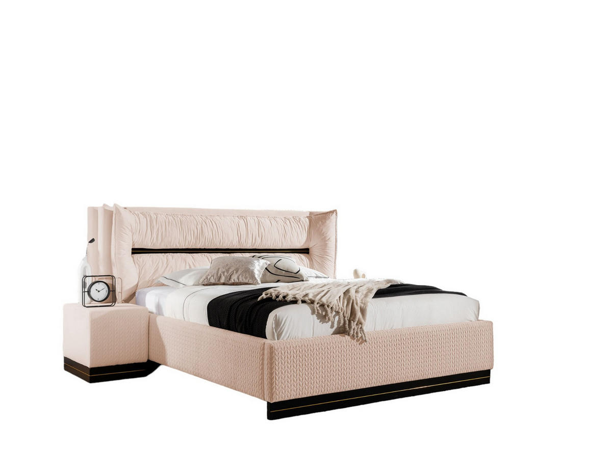 POLSTERBETT Hamilton Magic Velvet Set.4 - Hellrosa, Holzwerkstoff/Textil (160/200cm) - Fun Möbel