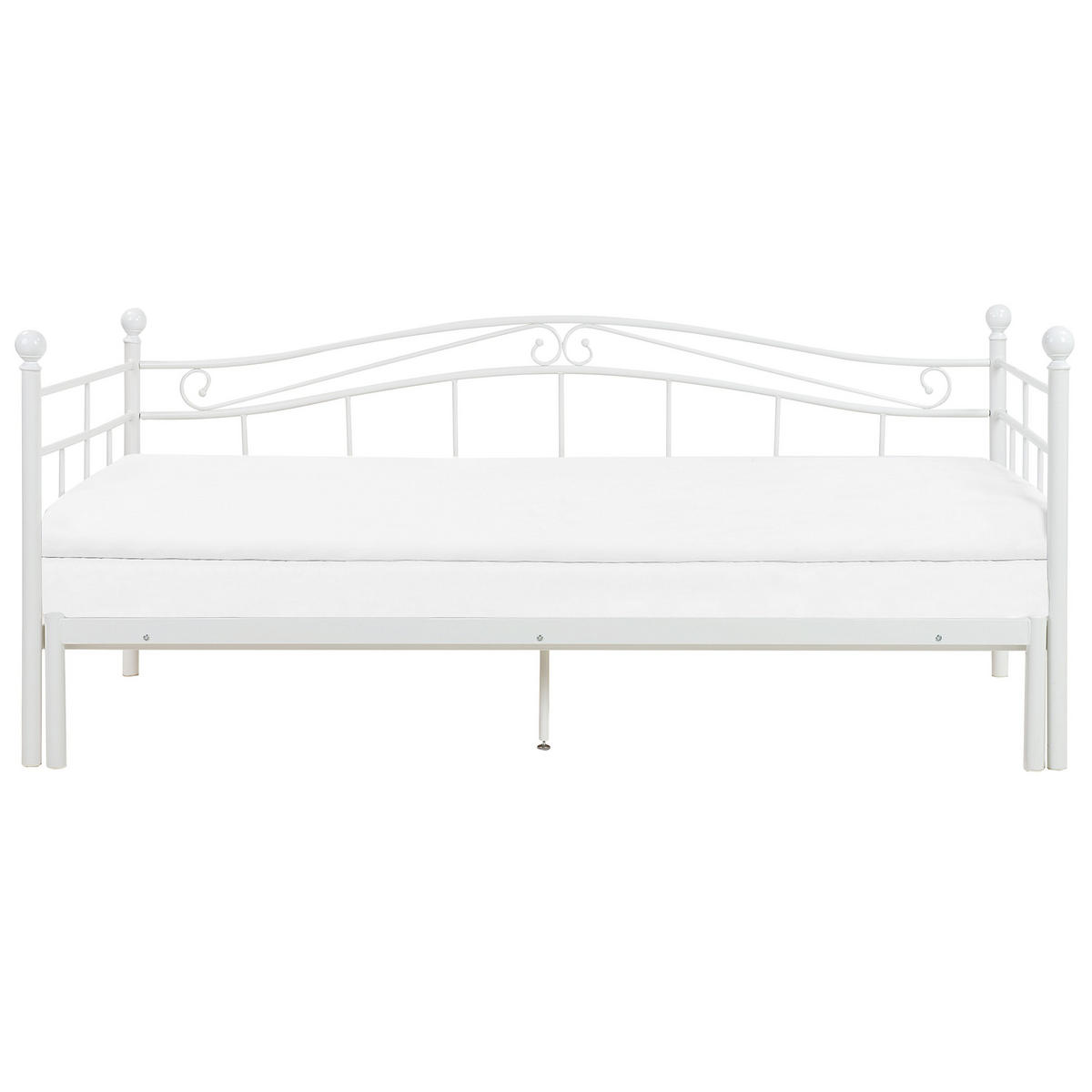 AUSZIEHBETT 80x200 cm Weiß Tulle - Weiß, Metall (80/200cm) - Beliani