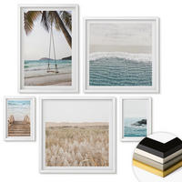 WANDBILDER 5er-Set - 50x50 cm & 20x30 cm & 40x60 cm Weißer Rahmen - Treppe, Strand, Meerblick, Schaukel - Weiß, Kunststoff (40/60cm) - ArtPrintCave