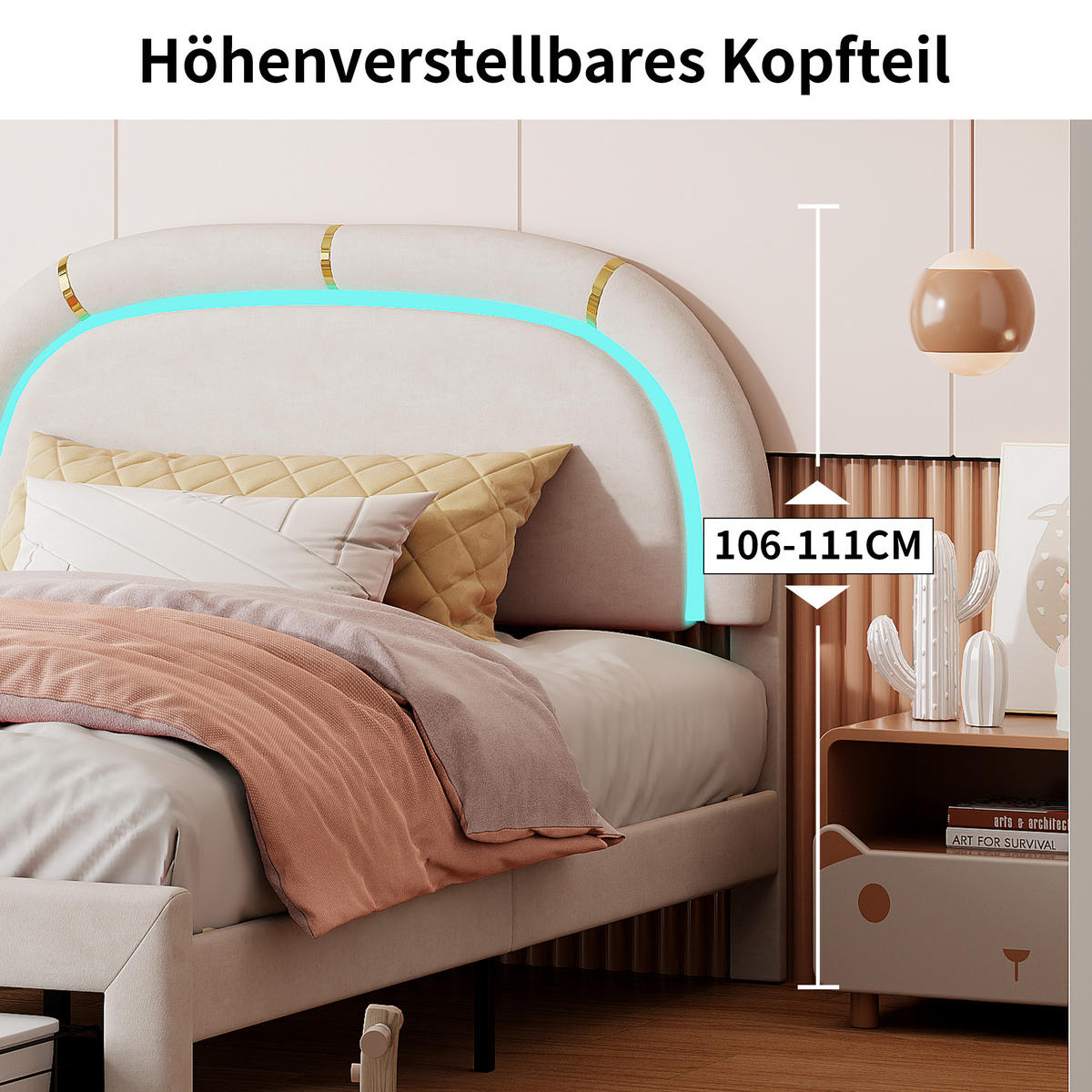POLSTERBETT 140x200 cm, Weiß, mit 2 Schubladen - Weiß, Textil/Metall (140/200cm)
