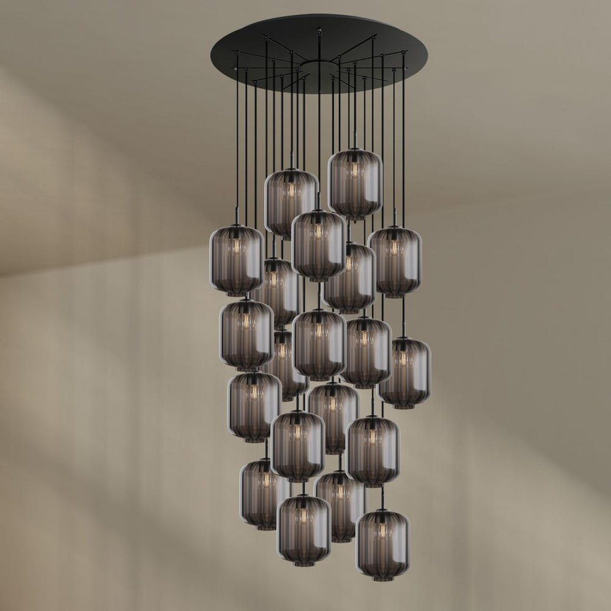 GALERIELEUCHTE Velo 20-flammig Rauch Ø 25 cm - Anthrazit/Schwarz, Glas (25/25/27cm) - s.luce