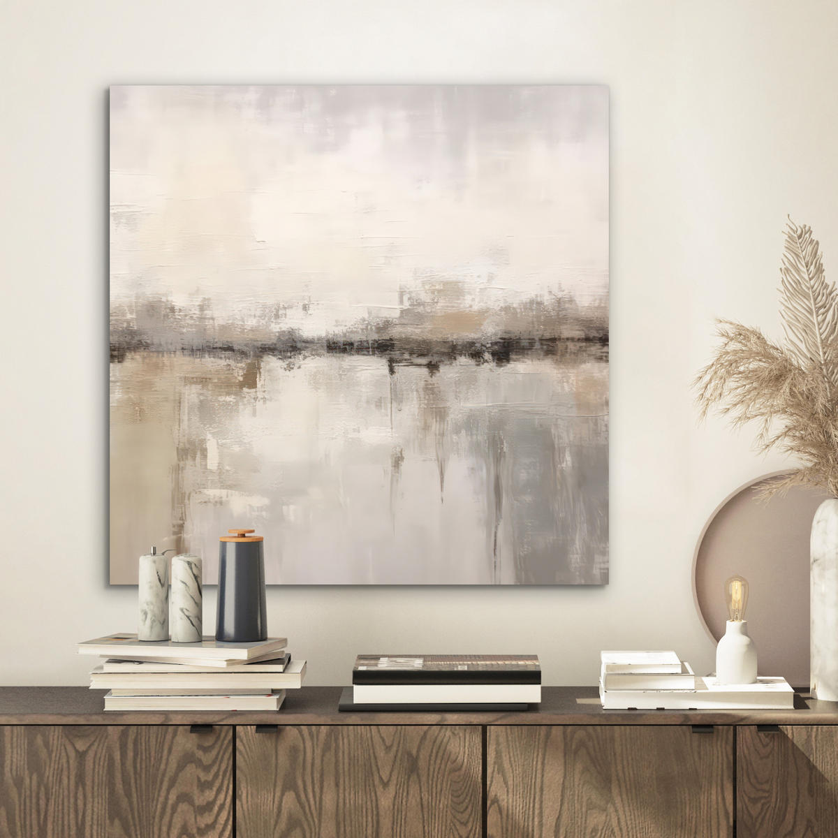 KOVOVÝ OBRAZ Moderné umenie - Abstraktné - Béžové 50x50 cm - béžová, kov (50/50cm) - MuchoWow