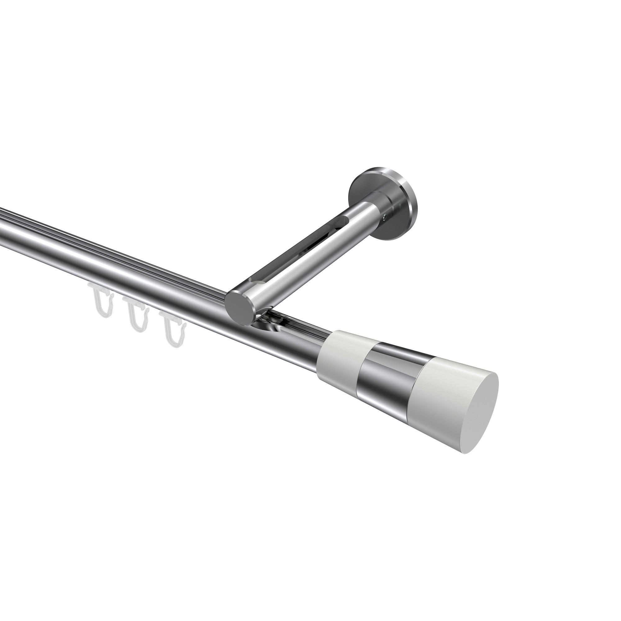 INNENLAUF-GARDINENSTANGEN-SET Siteno Tanara 180 cm, 1-läufig, 20 mm Ø Chrom - Chromfarben/Weiß, Metall (180cm) - INTERDECO
