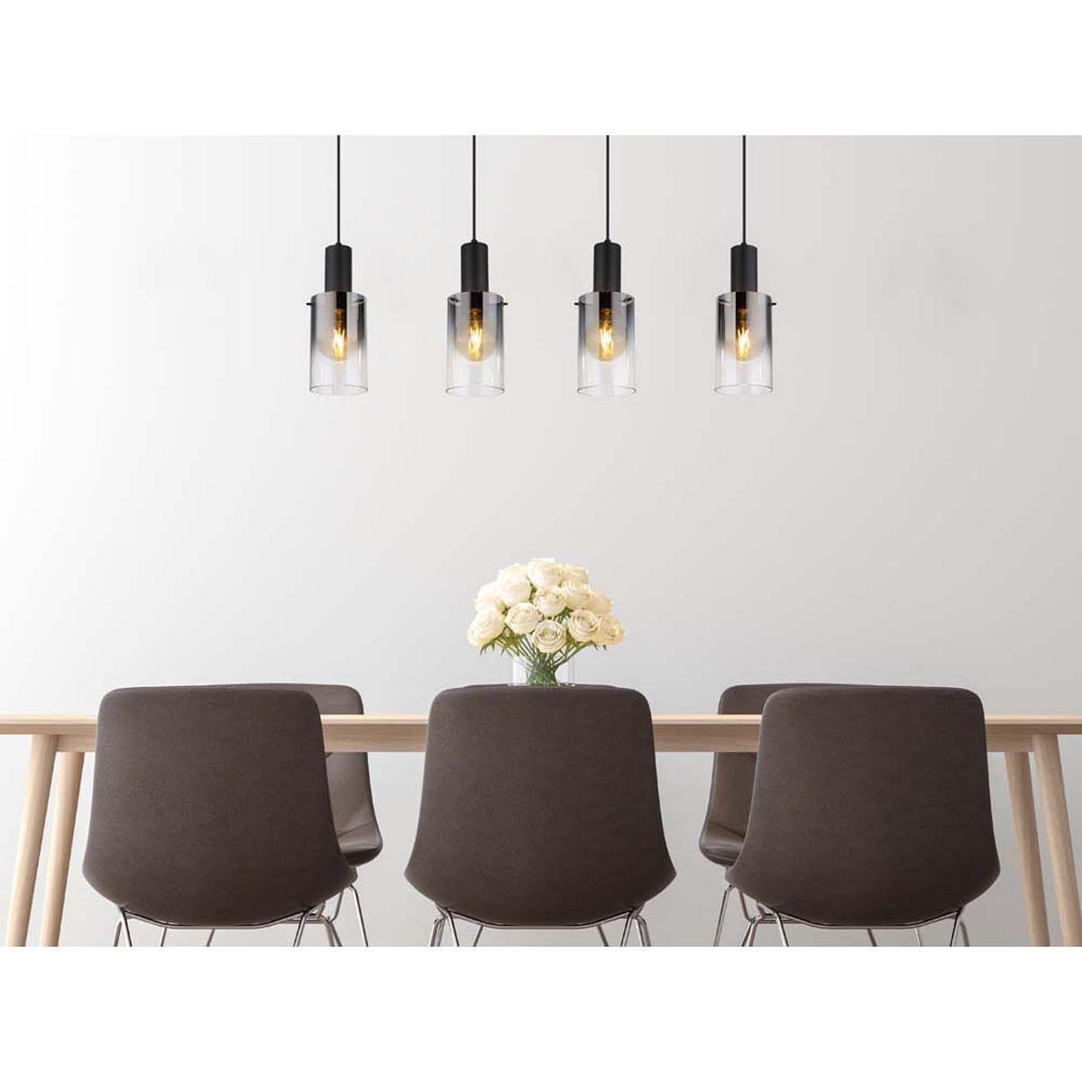 HÄNGELEUCHTE Florentina Metall Grau - Grau, Glas (102.5/12.5/150cm) - Globo Lighting