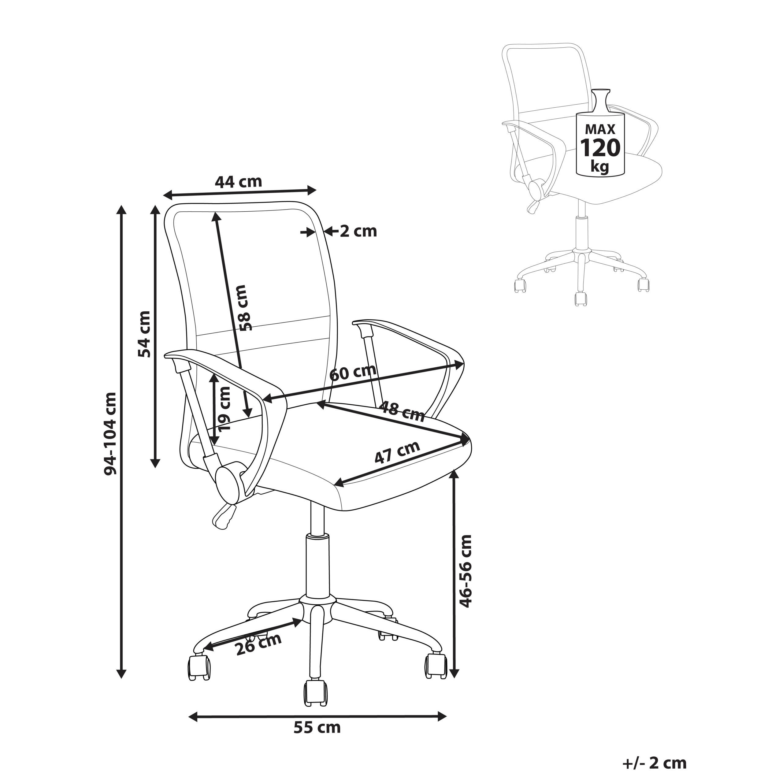 Thumbnail - Beliani Bürostuhl, Weiß, Silber, Schwarz, Grau, Textil, 55x94x55 cm, Arbeitszimmer, Bürostühle, Drehstühle