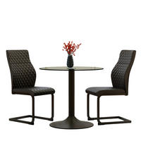 ESSGRUPPE DE-39485 3-teilig, Glastisch und 2 Stühlen mit hoher Rückenlehne Schwarz - Schwarz, Metall (85/75/85cm) - ComfortXL