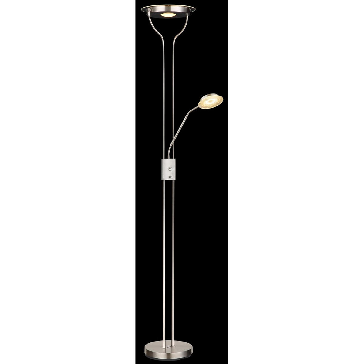 LED STEHLEUCHTE BRIANT, Silber, Metall, 2-flammig - Silberfarben, Glas (28/25.5/180cm) - Globo Lighting