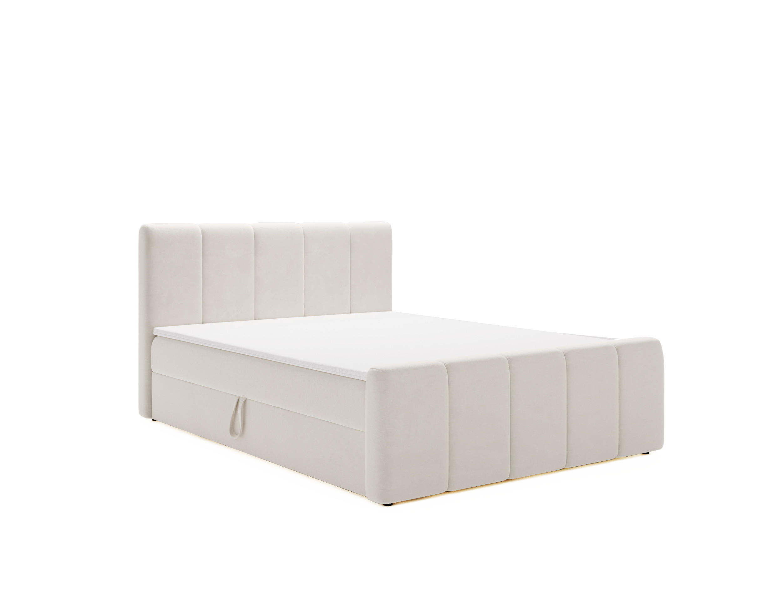 BOXBETT Berg Mit Matratze, Stoff Komodo Beige 160x200 cm - Beige, Holz (160/200cm) - Kaiser Möbel