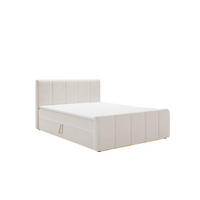 BOXBETT Berg Mit Matratze, Stoff Komodo Beige 160x200 cm - Beige, Holz (160/200cm) - Kaiser Möbel