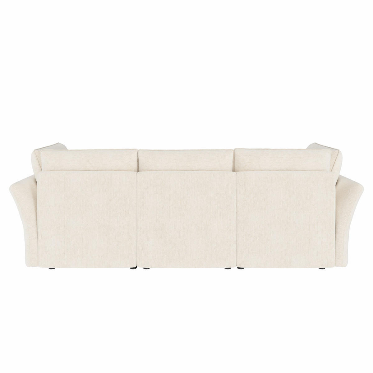 KUTNA SOFA s 4 sjedala u bež boji s tabureom sa spremnikom, od šenila - bež/crna, drvni materijal/tekstil (225/137cm) - CHICFURN