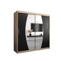 SCHWEBETÜRENSCHRANK 200/200/62 2-türig - Silberfarben/Schwarz, Holz/Kunststoff (200/200/62cm) - Abiks Möbel