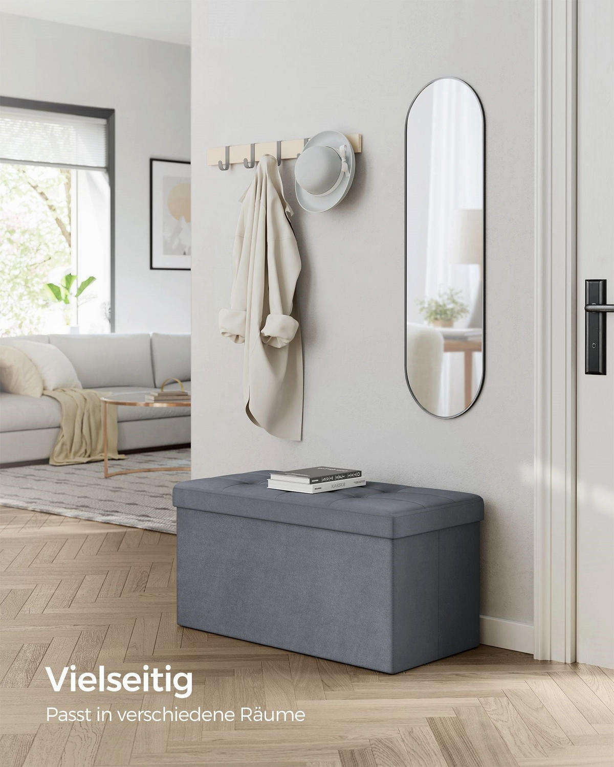 SITZBANK LUSAKA - Grau, Holzwerkstoff (76/38/38cm) - Hansiro