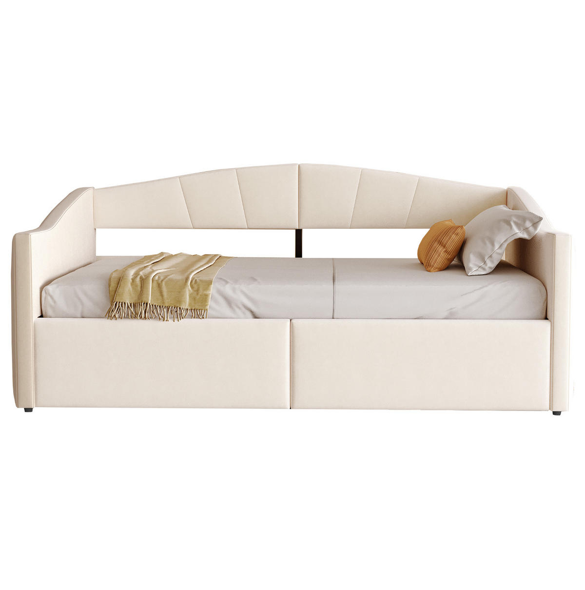 POLSTERBETT 90/200 cm Beige aus Samt mit Stauraum - Beige, Textil (90/200cm) - OKMYHOME
