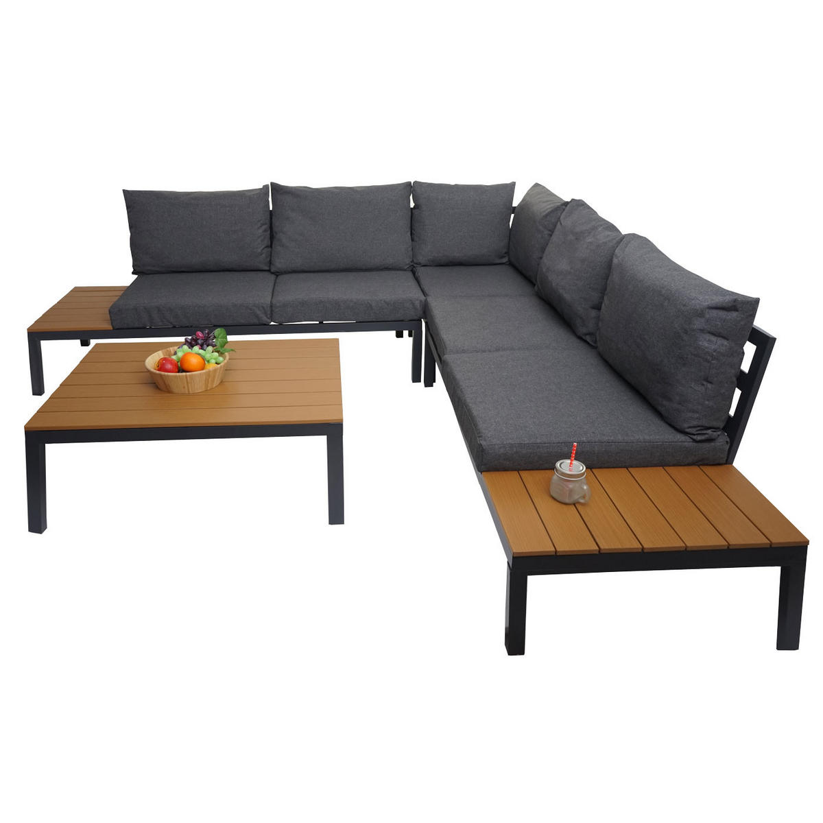 GARTEN-GARNITUR H54B Schwarz - Schwarz, Holz - MCW