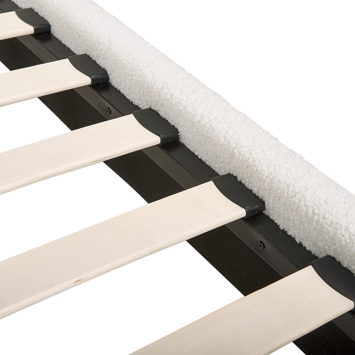 POSTEL s roštem 140/200 cm Bouclé Krémově bílá Corio - krémová, textil (140/200cm) - Beliani