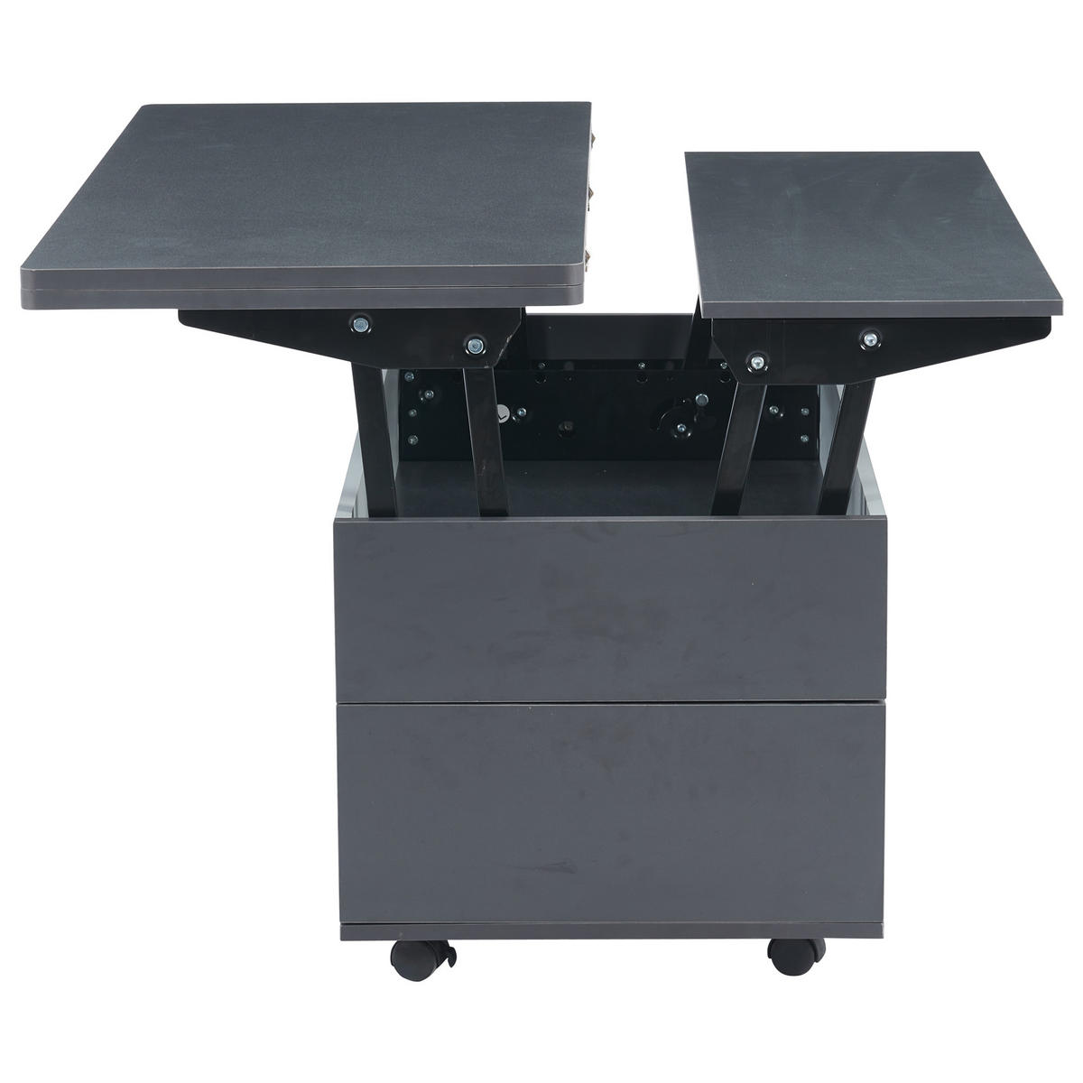 COUCHTISCH 100/98/65 cm grau-weiß aus Spanplatte mit höhenverstellbarer Tischplatte - Grau, Holzwerkstoff (100/98/65cm) - OKWISH