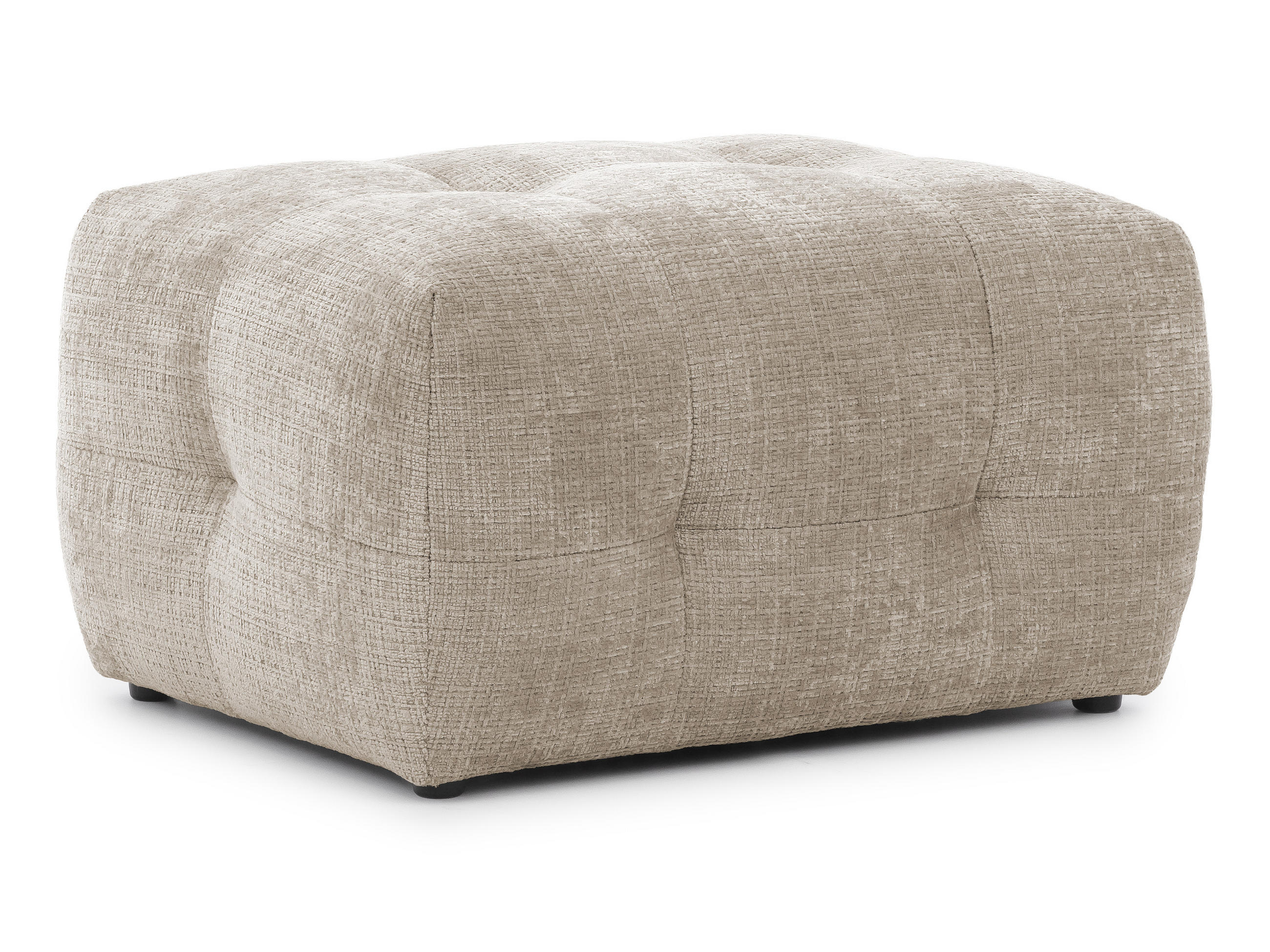 POLSTERHOCKER Kozy im Bumpy-Design aus weichem Dunkelbeige Chenille-Stoff - Beige/Schwarz, Holz/Textil (87/46/68cm) - S-Style Möbel